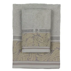 Set 1+1 in spugna con ricamo jacquard LAURA BIAGIOTTI Imai grigio