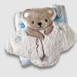 Set 3 lavette Neonato Orsetto azzurro 23x23 cm + spugna