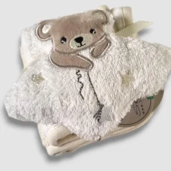 Set 3 lavette Neonato Orsetto beige 23x23 cm + spugna