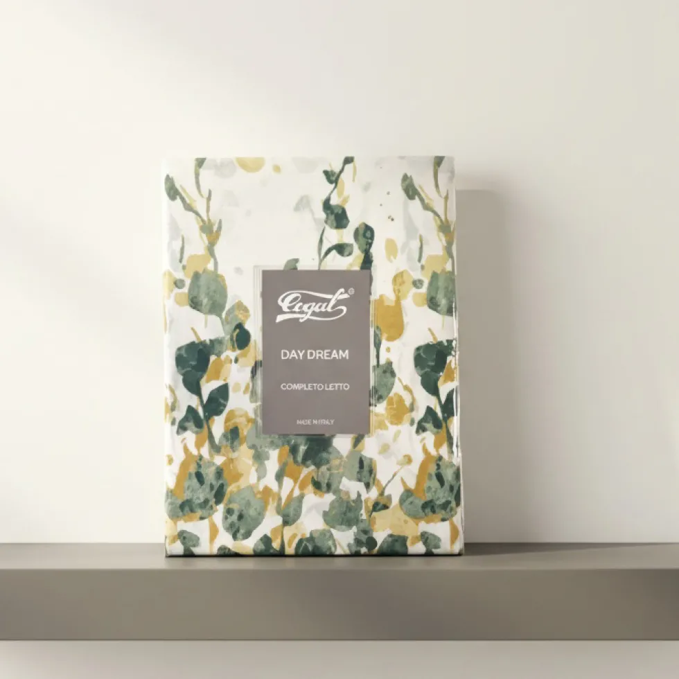 Set Lenzuola-copriletto matrimoniali 100% cotone foliage verde
