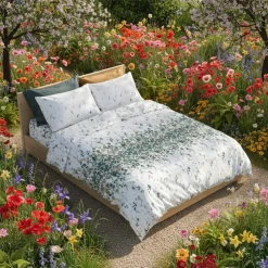 Set Lenzuola-copriletto matrimoniali 100% cotone foliage verde