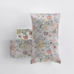 Set Lenzuola-copriletto matrimoniali 100% cotone Fiori di Campo lino