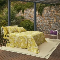 Set Lenzuola-copriletto matrimoniale FAZZINI Kimono giallo in percalle