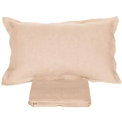 Set lenzuola e federe puro lino FAZZINI matrimoniale Soffio Cipria