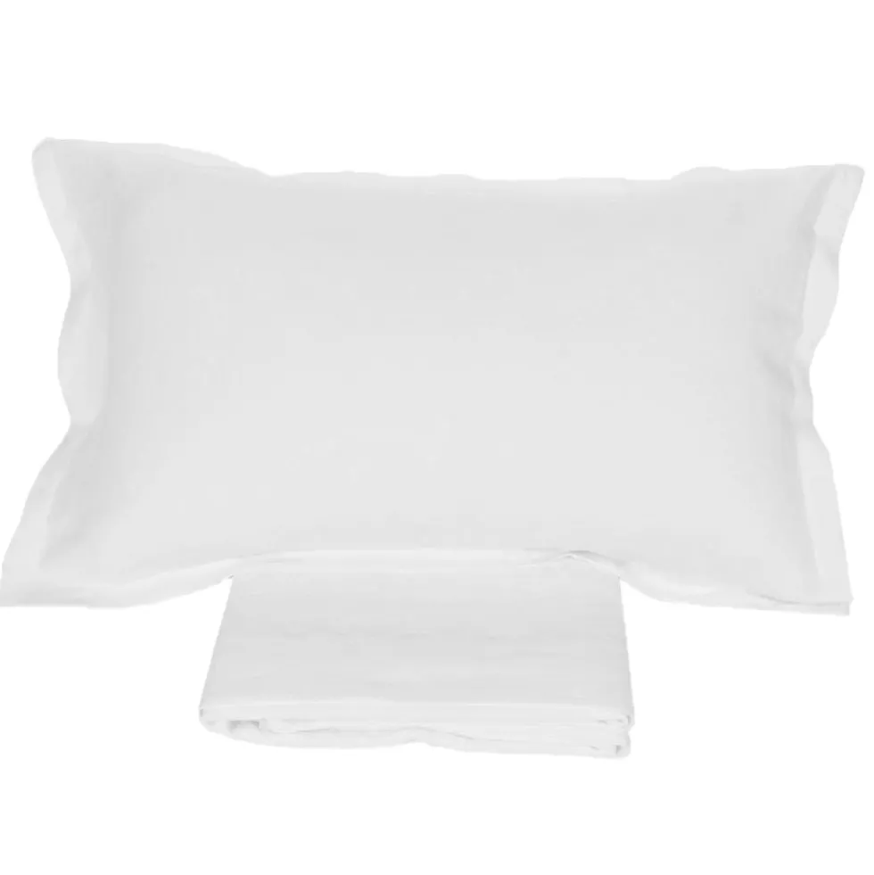Set lenzuola e federe puro lino FAZZINI matrimoniale Soffio Bianco