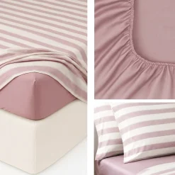 Set Lenzuola Gabel Theo a righe rosa Matrimoniale | 240x280 cm