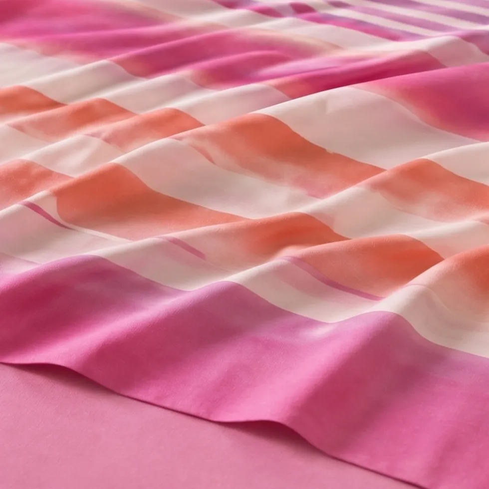 Set lenzuola in cotone matrimoniale Gabel LEVANTO righe fuxia