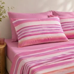 Set lenzuola in cotone matrimoniale Gabel LEVANTO righe fuxia
