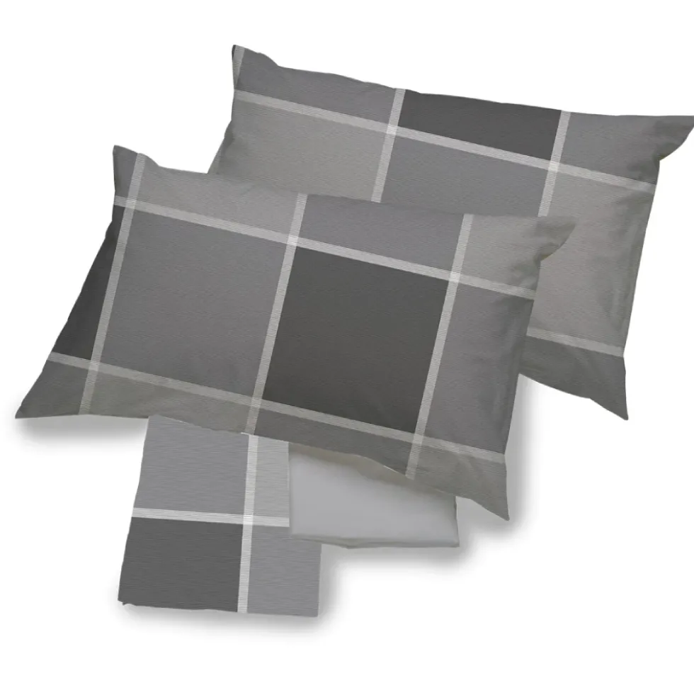Set lenzuola in cotone matrimoniale Breez geometrico grigio