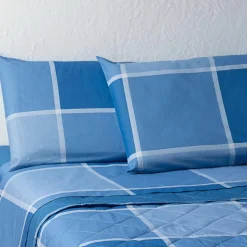 Set lenzuola in cotone matrimoniale Breez geometrico blu