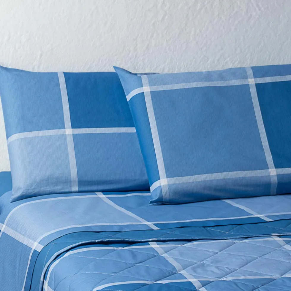 Set lenzuola in cotone matrimoniale Breez geometrico blu