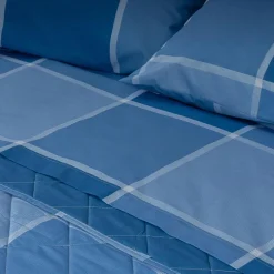 Set lenzuola in cotone matrimoniale Breez geometrico blu