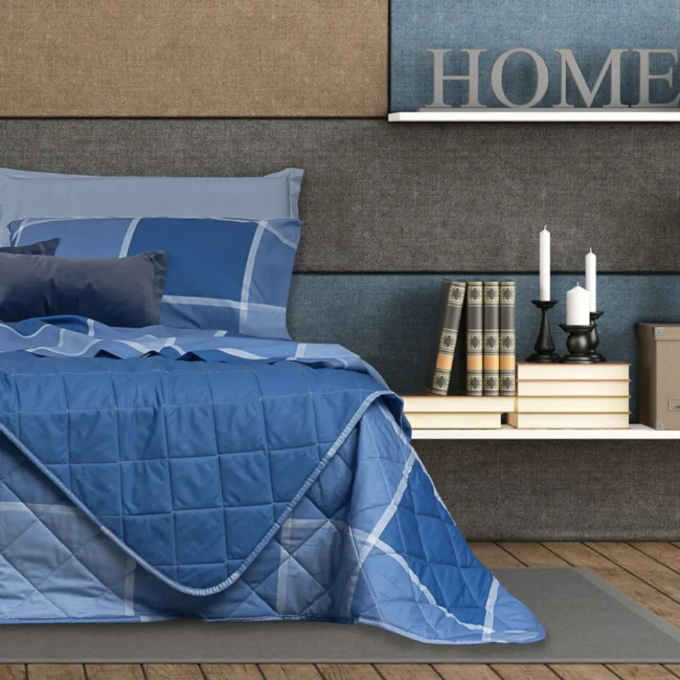Set lenzuola in cotone matrimoniale Breez geometrico blu