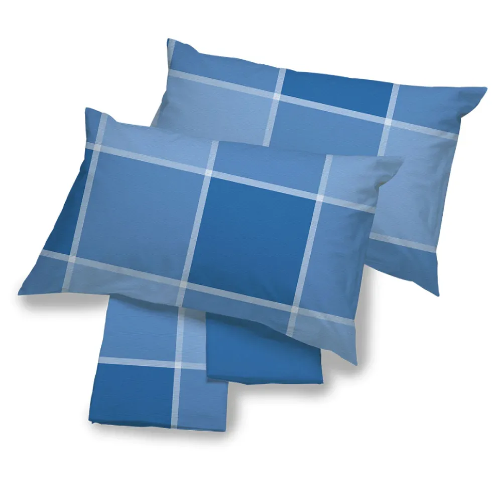 Set lenzuola in cotone matrimoniale Breez geometrico blu