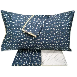 Set lenzuola matrimoniale ESSENZA HOME BORY blu effetto copriletto