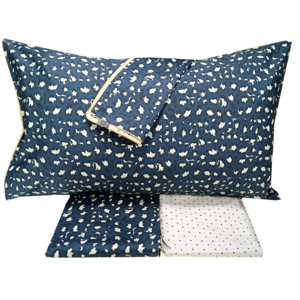 Set lenzuola matrimoniale ESSENZA HOME BORY blu effetto copriletto