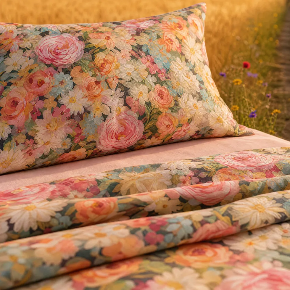 Set Lenzuola Matrimoniale Percalle Enrico Coveri LORY fiori multicolor