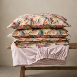 Set Lenzuola Matrimoniale Percalle Enrico Coveri LORY fiori multicolor