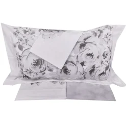 Set lenzuola matrimoniale 2 piazze Gabel SECRETS grigio floreale in percalle