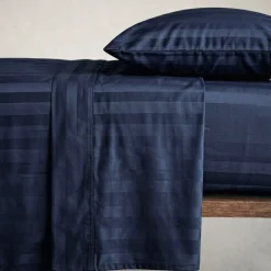Set lenzuola matrimoniale 2 piazze raso di cotone ZEFIRO blu