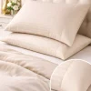 Set lenzuola matrimoniale 2 piazze raso di cotone ZEFIRO panna