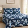 Set Lenzuola Matrimoniali Enrico Coveri LUAN Floreale blu in percalle