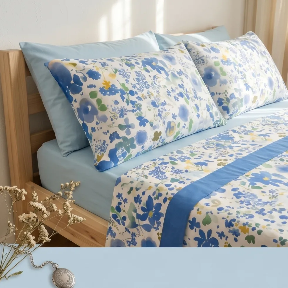 Set Lenzuola Matrimoniali Floreali Gabel Maiori | Azzurro