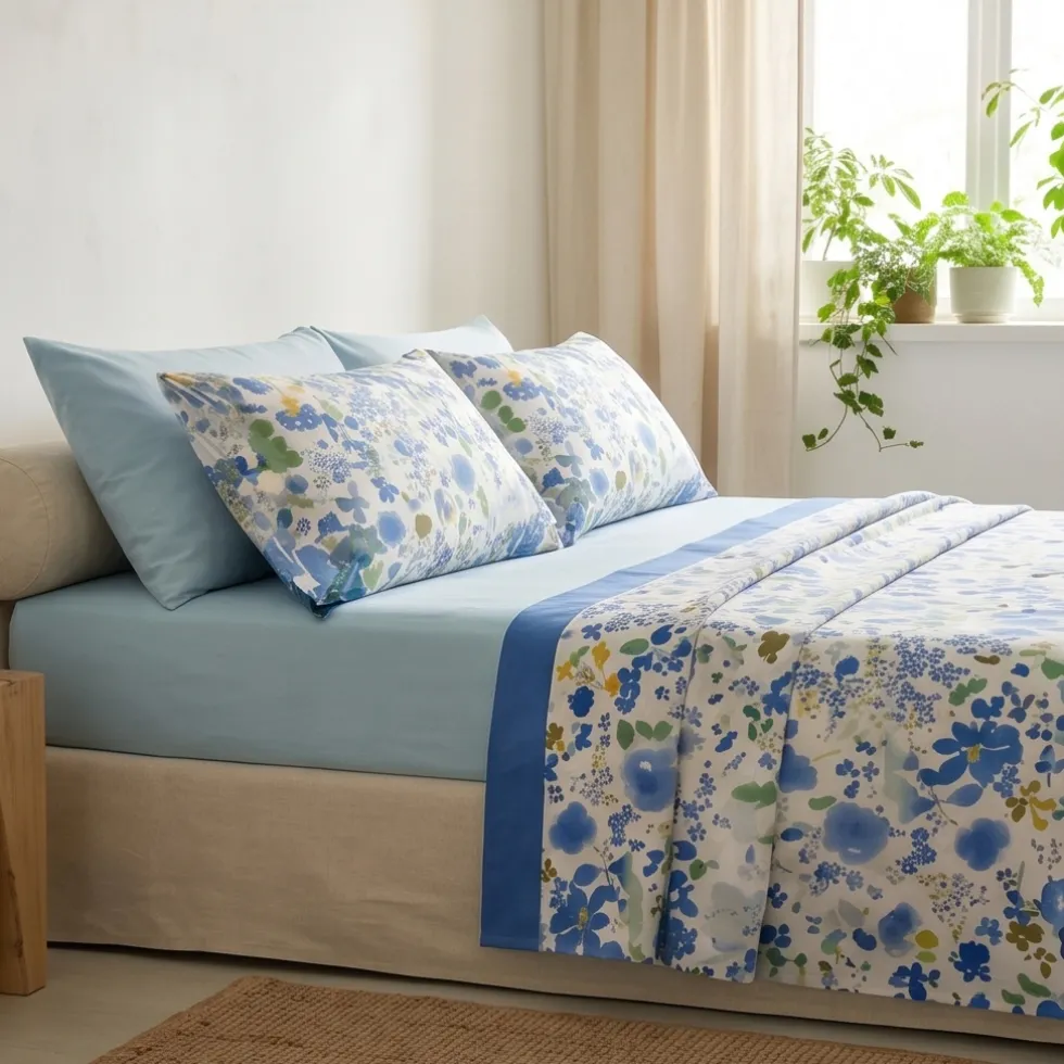 Set Lenzuola Matrimoniali Floreali Gabel Maiori | Azzurro
