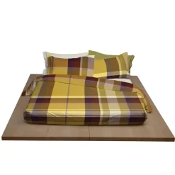 Set Lenzuolo matrimoniale con federe Bossi OCHER tinto filo scozzese