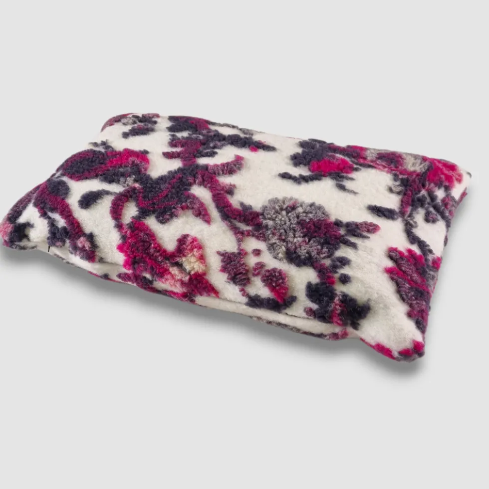 Set Plaid lana cotta + fodera cuscino arredo ramage panna idea regalo