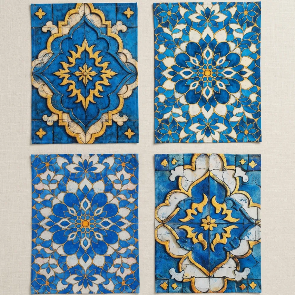 Set 4 Strofinacci Cucina Azulejos 50x70 | Stile Mediterraneo