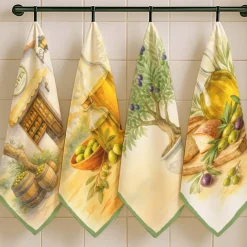 Set 4 Strofinacci Cucina Ulivo 50x70 | Stile Country Chic