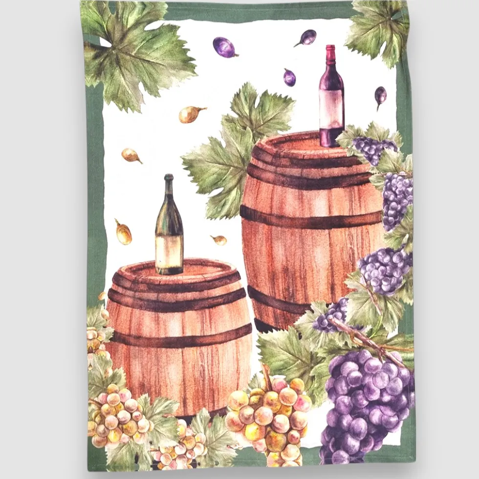 Set 3 strofinacci da cucina WINE canovacci in puro cotone 50x70