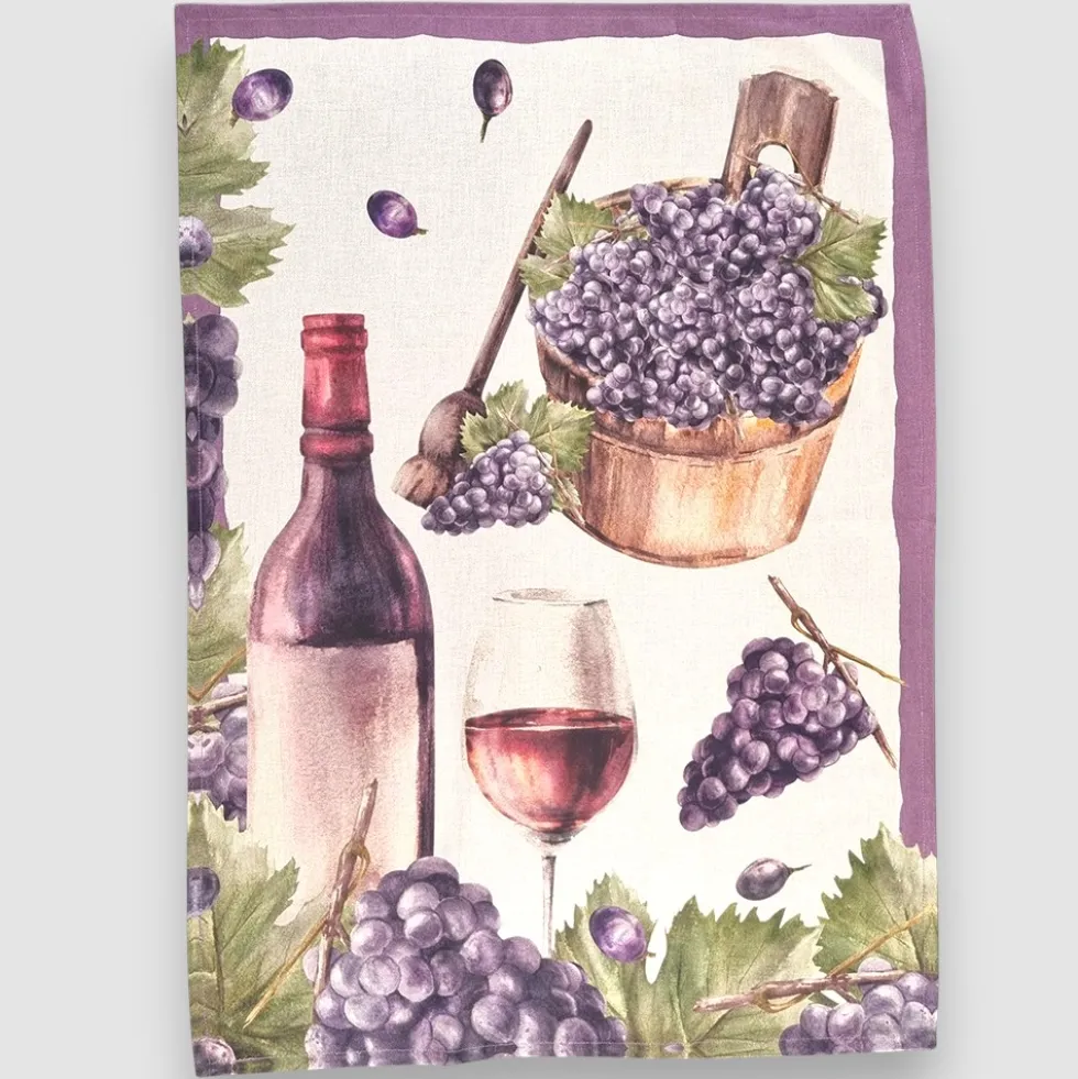 Set 3 strofinacci da cucina WINE canovacci in puro cotone 50x70