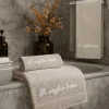 Set viso e ospite 100% Cotone grigio con bordo e ricamo Ti Voglio Bene