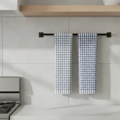 Set 2x canovacci strofinacci a quadri blu 100% cotone doppio ritorto
