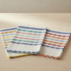 Set 3x Strofinacci da cucina 100% cotone ritorto MAXI 60x75 a righe