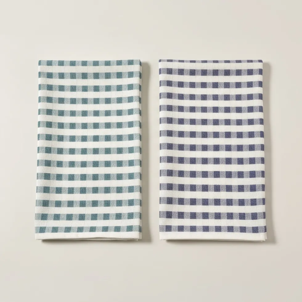 Set 2x strofinacci in cotone ritorto canovacci 60x75 quadretti verde-blu