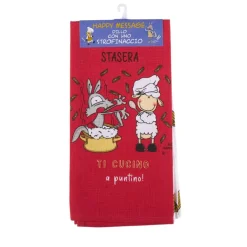 Set 2xStrofinacci in Cotone 50x70 Eic-Pi Ti Cucino a Puntino Idea Regalo