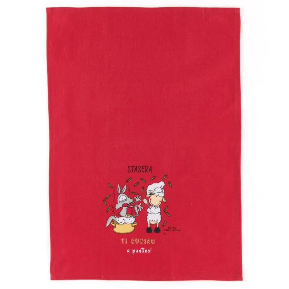 Set 2xStrofinacci in Cotone 50x70 Eic-Pi Ti Cucino a Puntino Idea Regalo