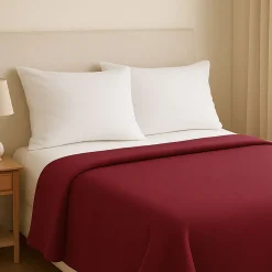 Somma Coperta LANA Vergine Matrimoniale Daisy Bordeaux 210x250