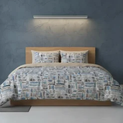 Splendido Raso Italiano TAG HOUSE Lenzuola Matrimoniali Grigio-Blu
