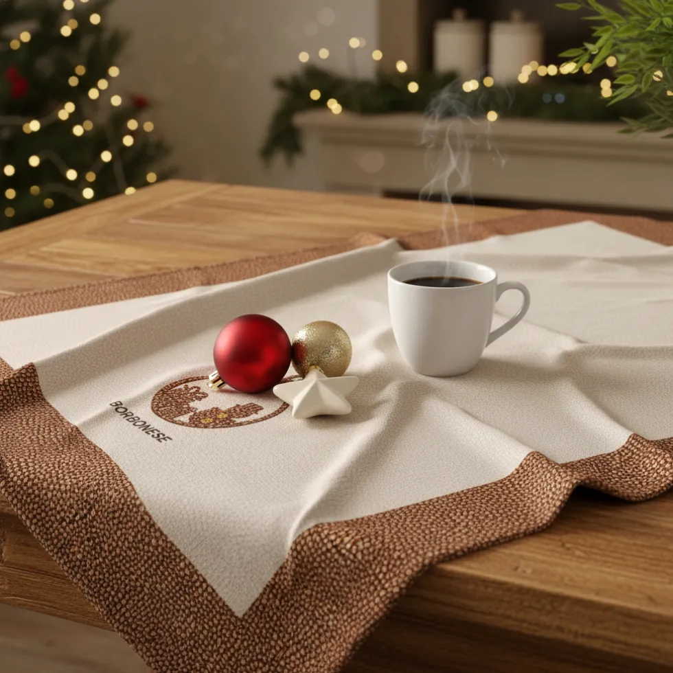 Strofinaccio Cucina BORBONESE XMAS Palla di Neve Marrone