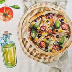 Strofinaccio Cucina canovaccio puro cotone PIZZA colore mistolino