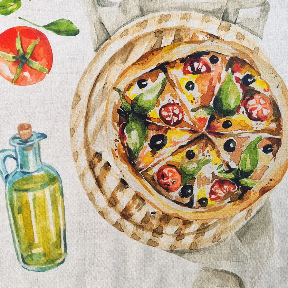 Strofinaccio Cucina canovaccio puro cotone PIZZA colore mistolino