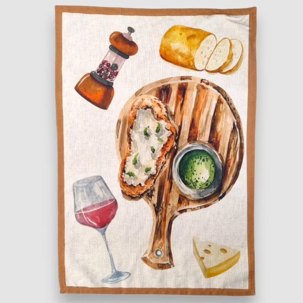 Strofinaccio Cucina canovaccio puro cotone BRUSCHETTA colore mistolino
