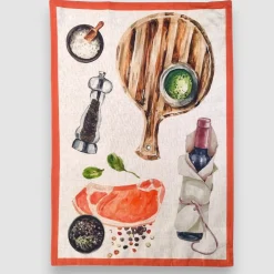 Strofinaccio Cucina canovaccio puro cotone BISTECCA colore mistolino