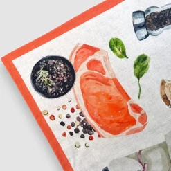 Strofinaccio Cucina canovaccio puro cotone BISTECCA colore mistolino