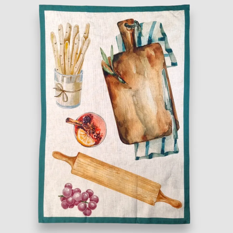 Strofinaccio Cucina canovaccio puro cotone MATTARELLO colore mistolino