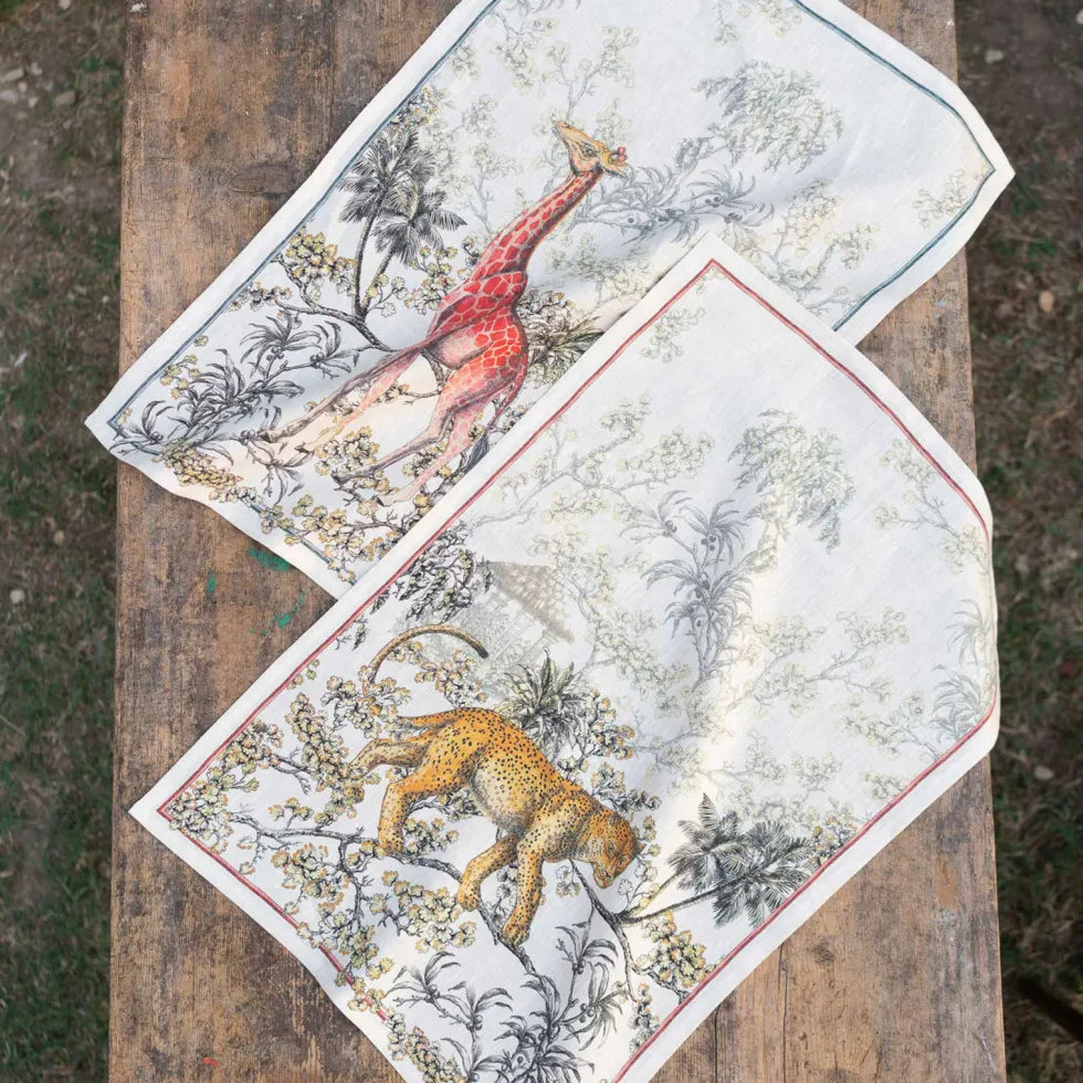 Strofinaccio PURO LINO Tessitura Toscana SAVANA LEOPARDO